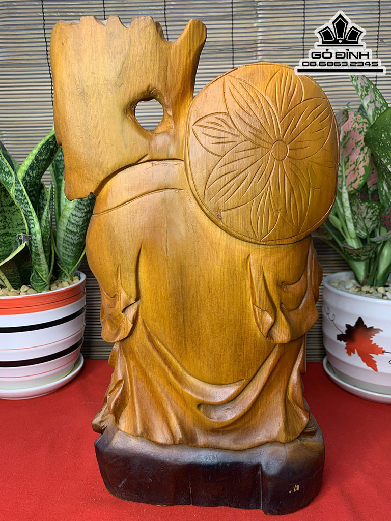 Tượng Phật Di Lặc Tài Lộc Gỗ Pơ Mu Cao 42 Ngang 24 Sâu 12 (cm) 3