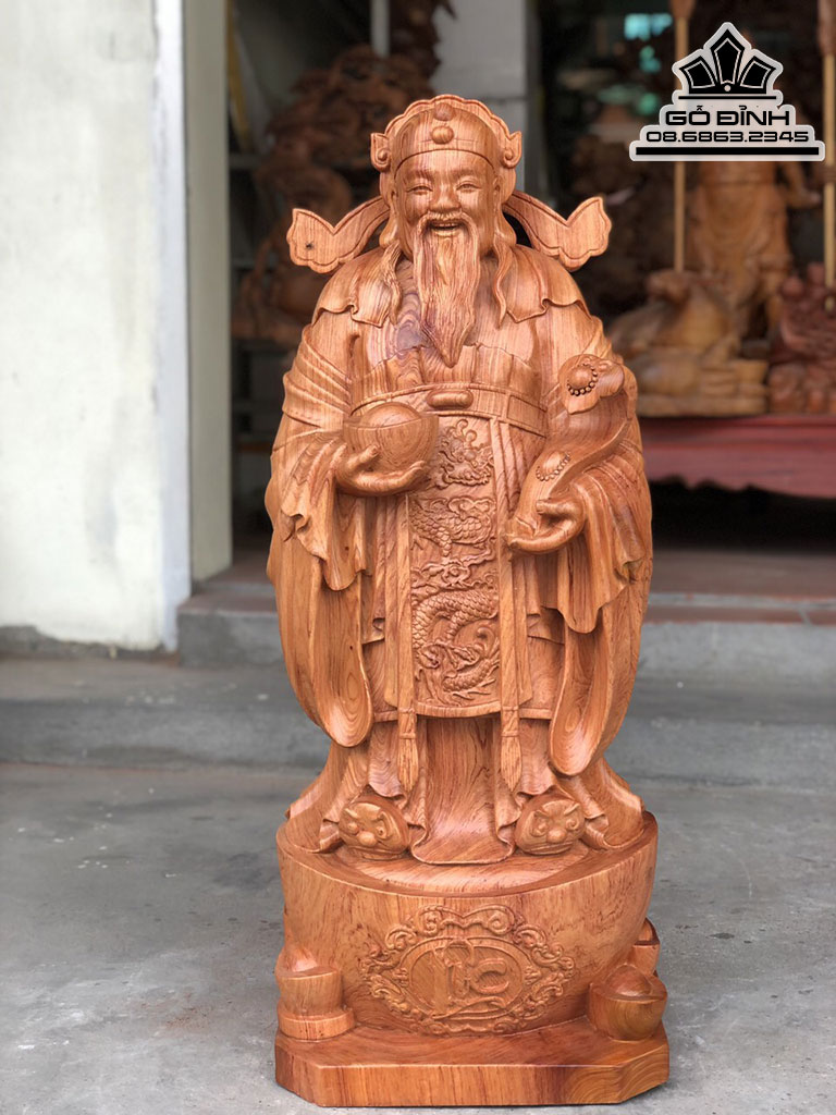 Tượng Thần Tài Gỗ Hương  Cao 90 Ngang 35 Sâu 29 (cm) 1