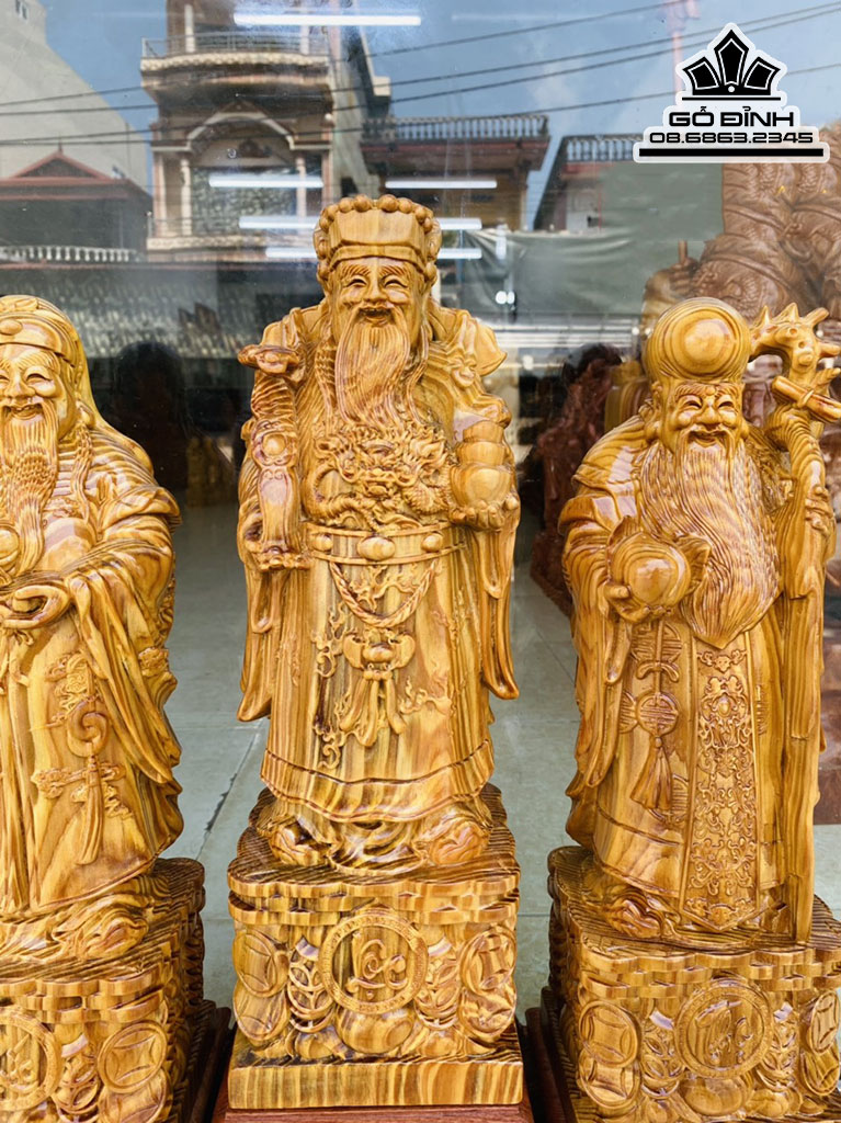 Bộ Tượng Tam Đa Phúc Lộc Thọ Gỗ Huyết Long Cao 40 Ngang 13 sâu 10 (cm) 3