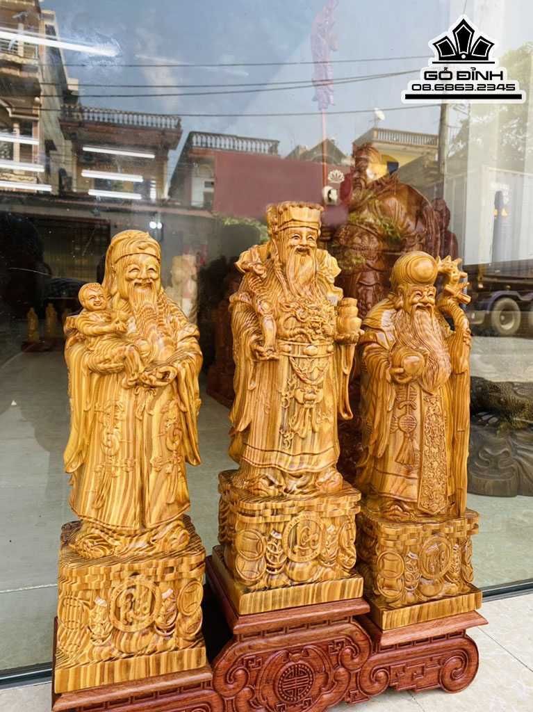 Bộ Tượng Tam Đa Phúc Lộc Thọ Gỗ Huyết Long Cao 40 Ngang 13 sâu 10 (cm) 4