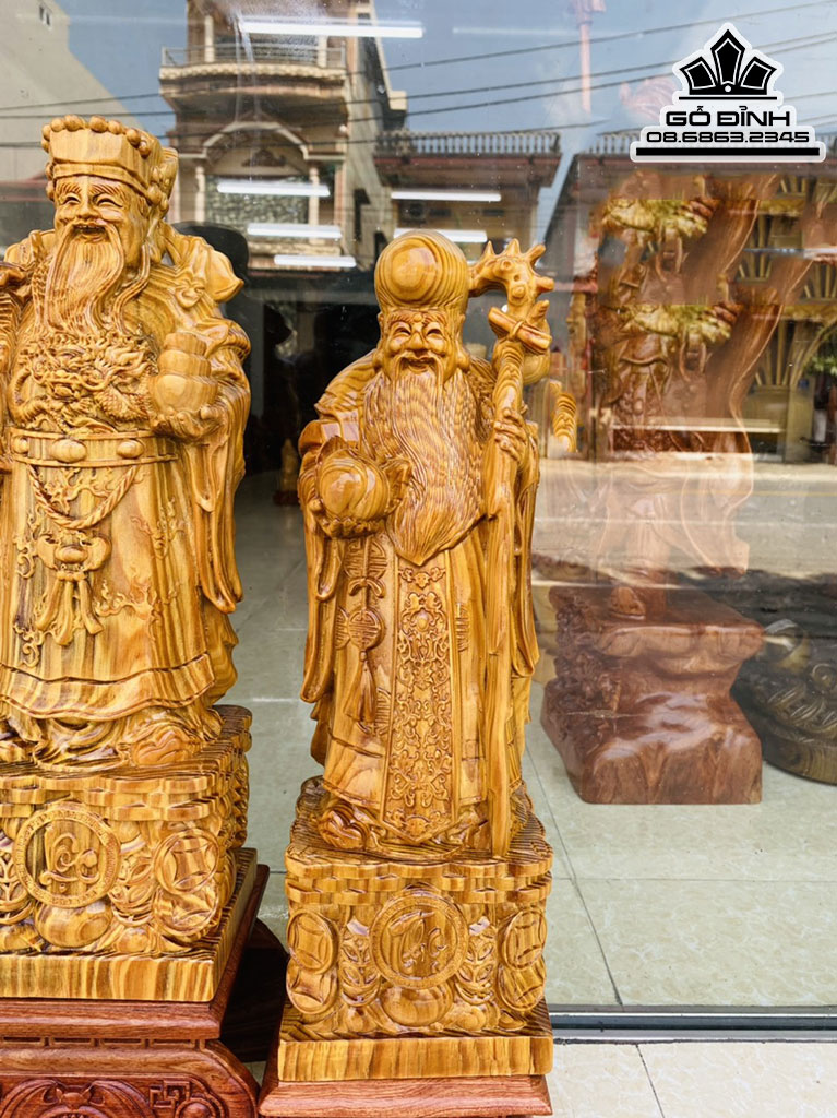 Bộ Tượng Tam Đa Phúc Lộc Thọ Gỗ Huyết Long Cao 40 Ngang 13 sâu 10 (cm) 5