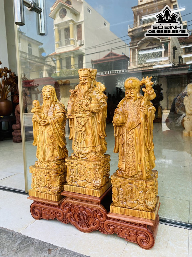 Bộ Tượng Tam Đa Phúc Lộc Thọ Gỗ Huyết Long Cao 40 Ngang 13 sâu 10 (cm) 6