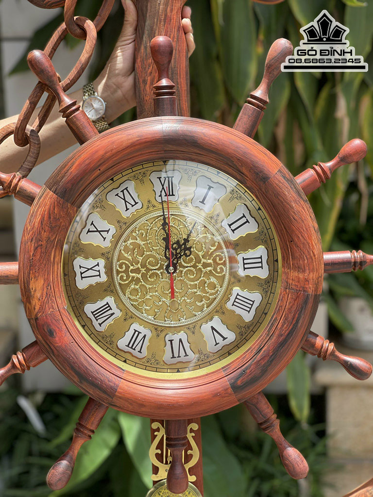 Đồng Hồ Mỏ Neo Gỗ Trắc Cao 90 Ngang 66 Sâu 10 (cm) 0