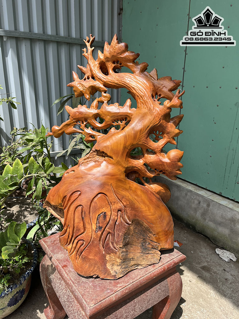 Tượng Phật Di Lặc Ngồi Gốc Đào Gỗ Hương Cao 72 Ngang 45 Sâu 38 (cm) 0