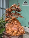 Tượng Phật Di Lặc Ngồi Gốc Đào Gỗ Hương Cao 72 Ngang 45 Sâu 38 (cm) 1