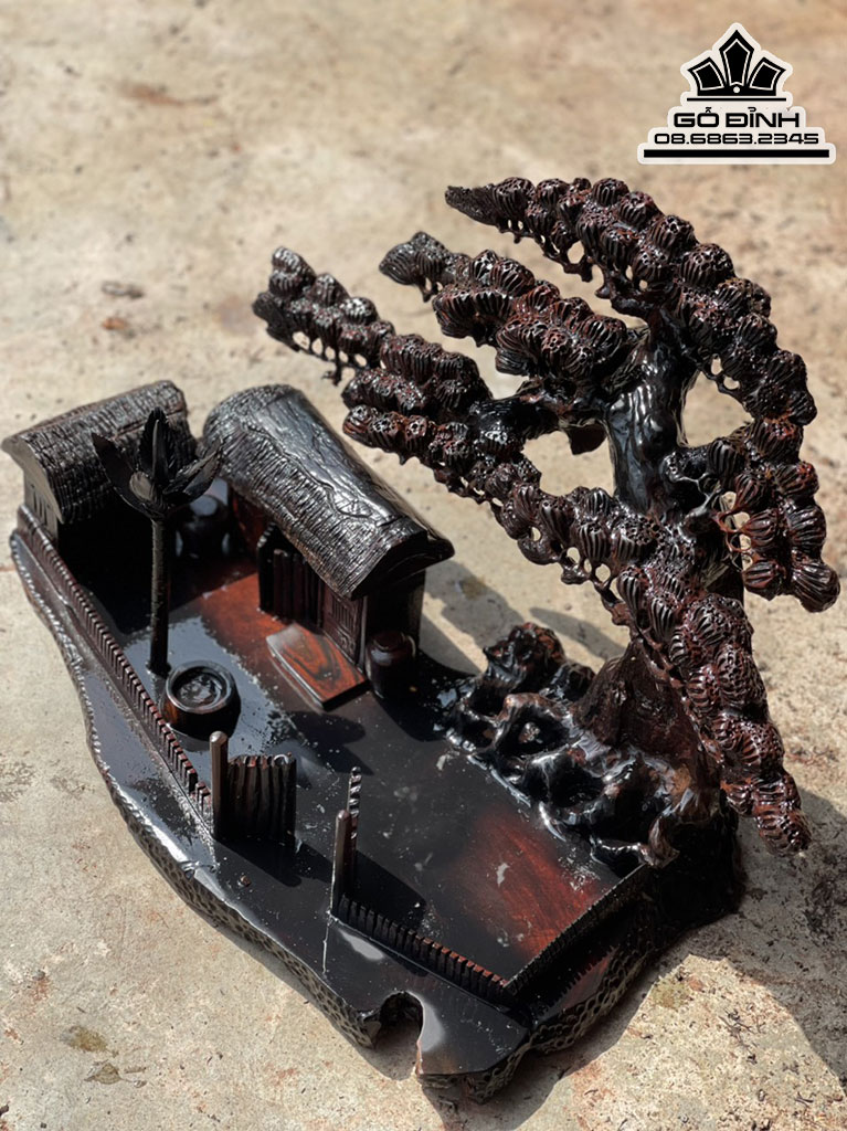 Tượng Tiểu Cảnh Quê Hương Gỗ Trắc Cao 36 Ngang 50 Sâu 27 (cm) 1