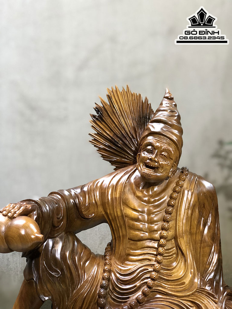 Tượng Tế Công Nhàn Hạ Gỗ Bách Xanh Cao 65 Ngang 60 Sâu 28 (cm) 0