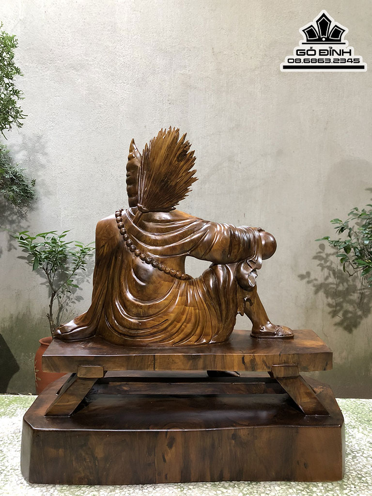 Tượng Tế Công Nhàn Hạ Gỗ Bách Xanh Cao 65 Ngang 60 Sâu 28 (cm) 1