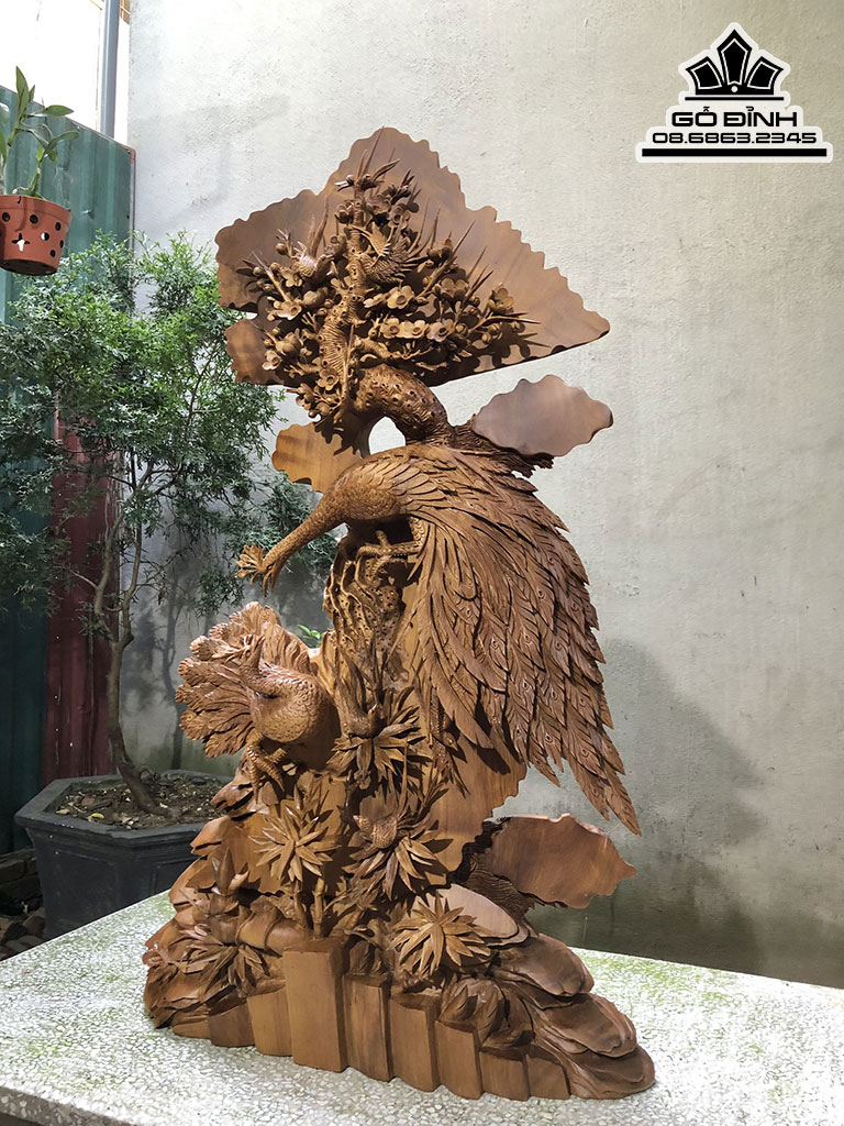 Tượng Song Điểu Hoa Mai Gỗ Ngọc Am Cao 110 Ngang 66 Sâu 18 (cm) 0