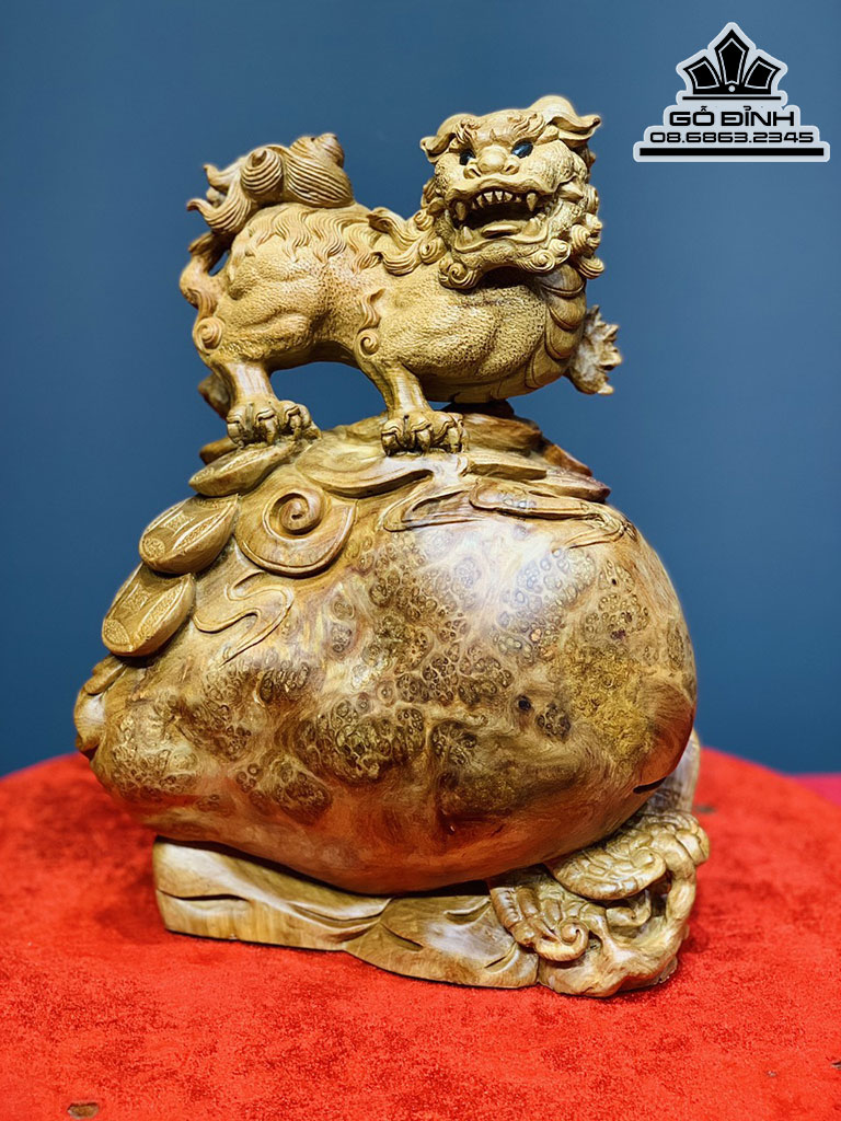 Tượng Nghê Trấn Bao Tiền Gỗ Nu Hương Cao 34 Ngang 25 Sâu 19 (cm) 0