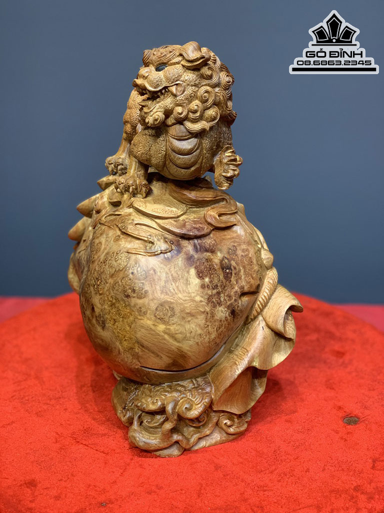 Tượng Nghê Trấn Bao Tiền Gỗ Nu Hương Cao 34 Ngang 25 Sâu 19 (cm) 4