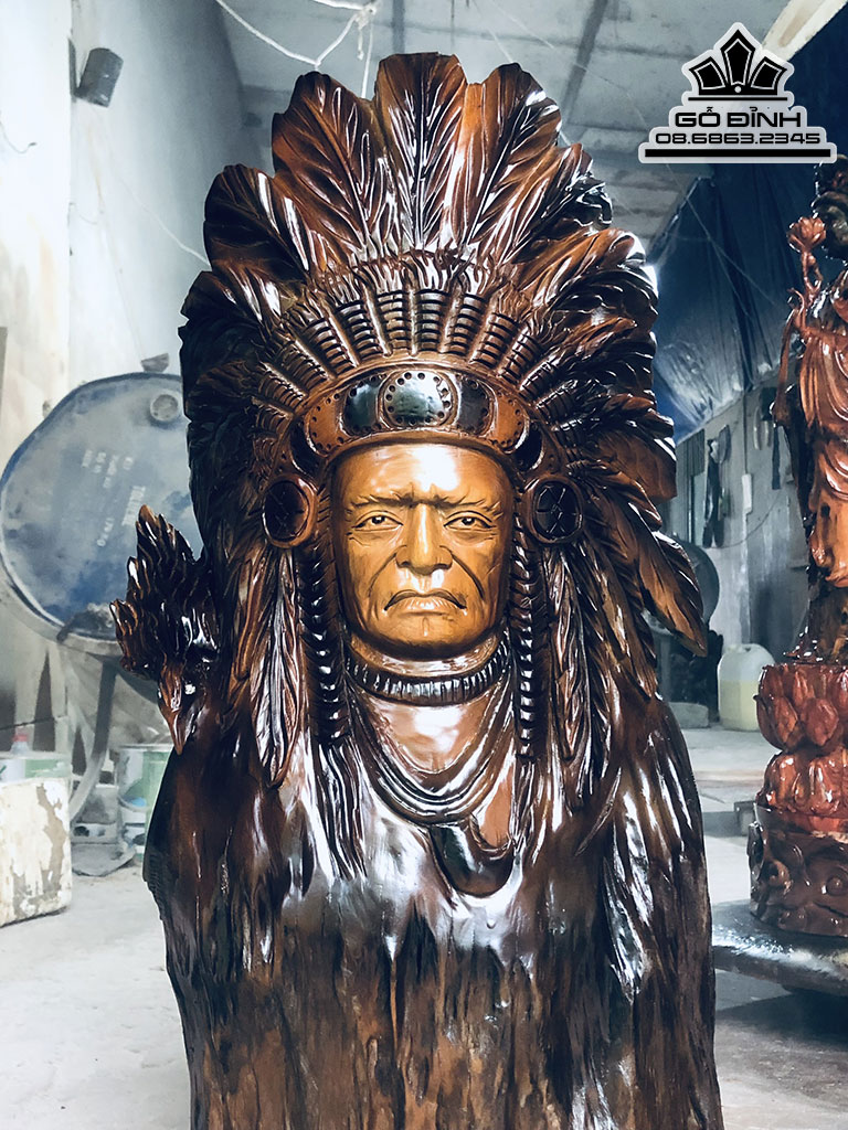 Tượng Tộc Trưởng Gỗ Lũa Dổi Cao Cao 75 NGang 40 Sâu 15 (cm) 0