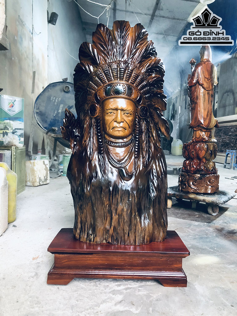 Tượng Tộc Trưởng Gỗ Lũa Dổi Cao Cao 75 NGang 40 Sâu 15 (cm) 1