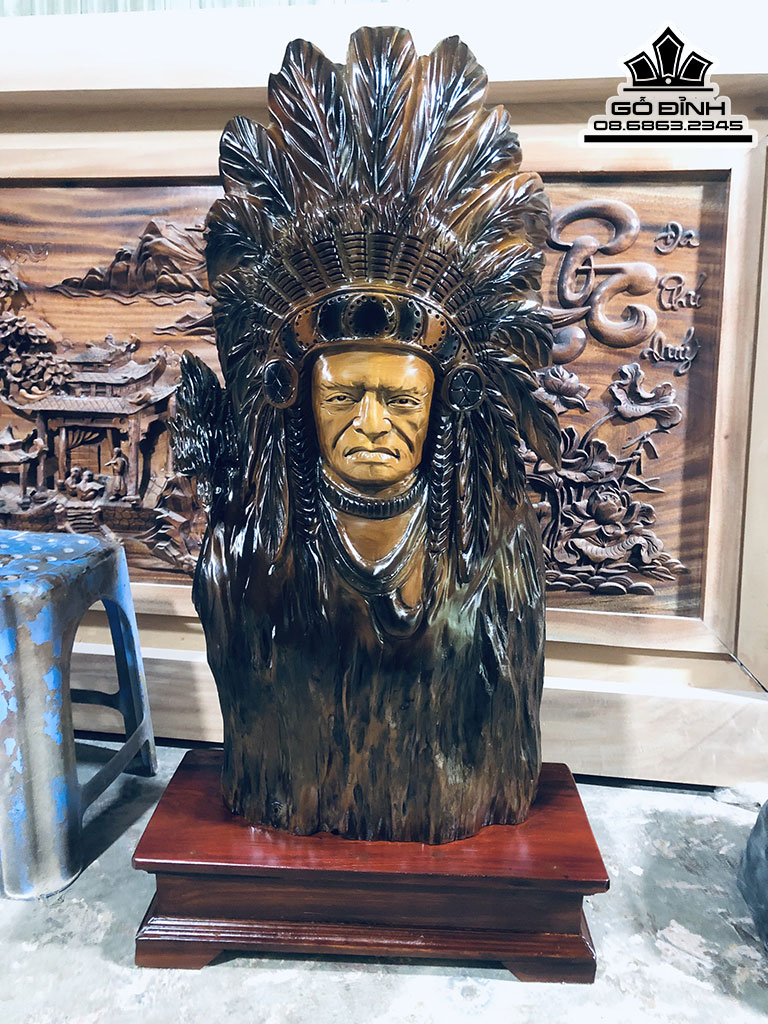 Tượng Tộc Trưởng Gỗ Lũa Dổi Cao Cao 75 NGang 40 Sâu 15 (cm) 2