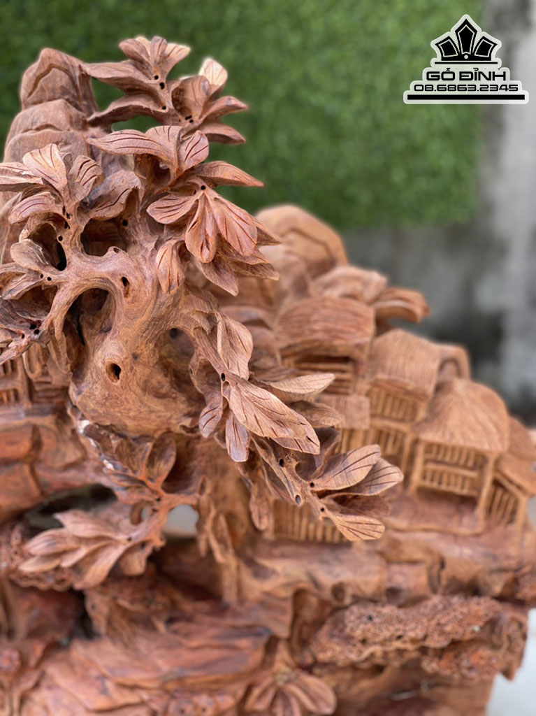 Tượng Tiểu Cảnh Gỗ Hương Nguyên Khối Cao 50 Ngang 80 Sâu 30 (cm) 1