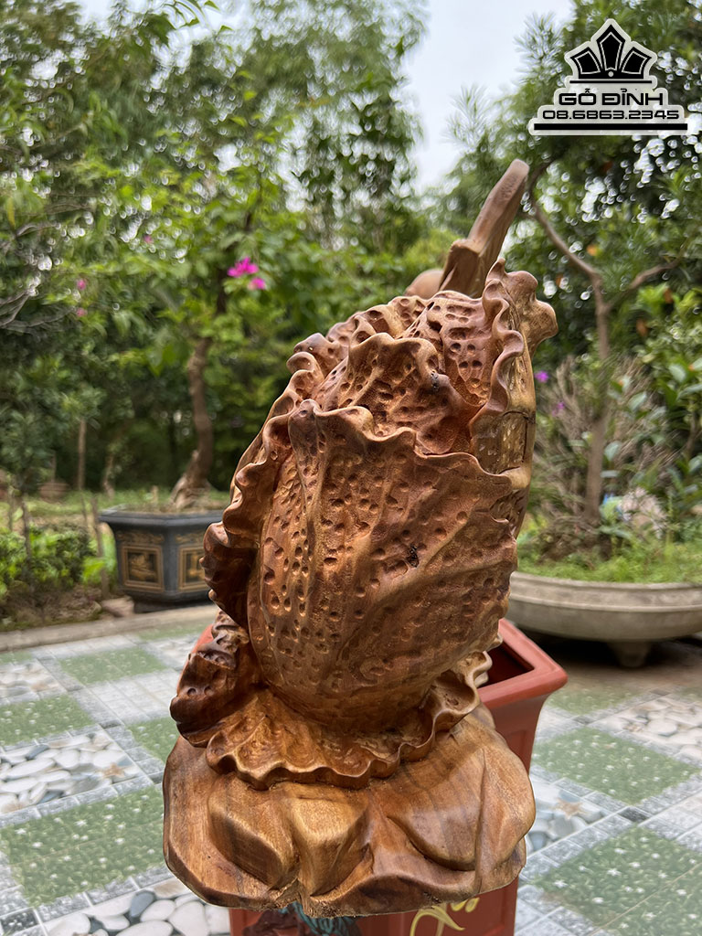 Tượng Phật Di Lặc Vác Quạt Ba Tiêu Gỗ Xá Xị Cao 39 Ngang 79 Sâu 19 (cm) 3