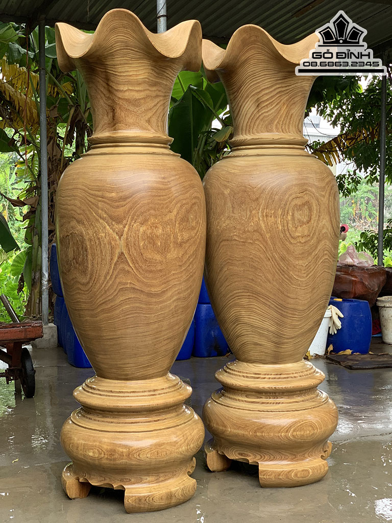 Cặp Lục Bình Gỗ Cẩm Vàng Cao 170 Đường Kính 55.5 (cm) Số 6 2