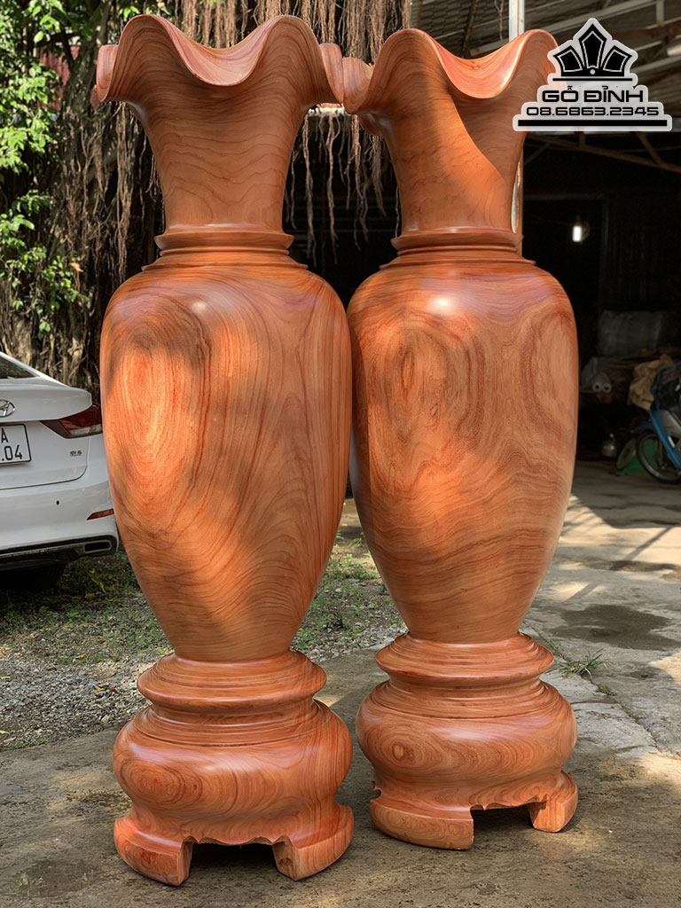 Cặp Lục Bình Gỗ Hương Đỏ Cao 200 Đường Kính 62 (cm) Số 1 1