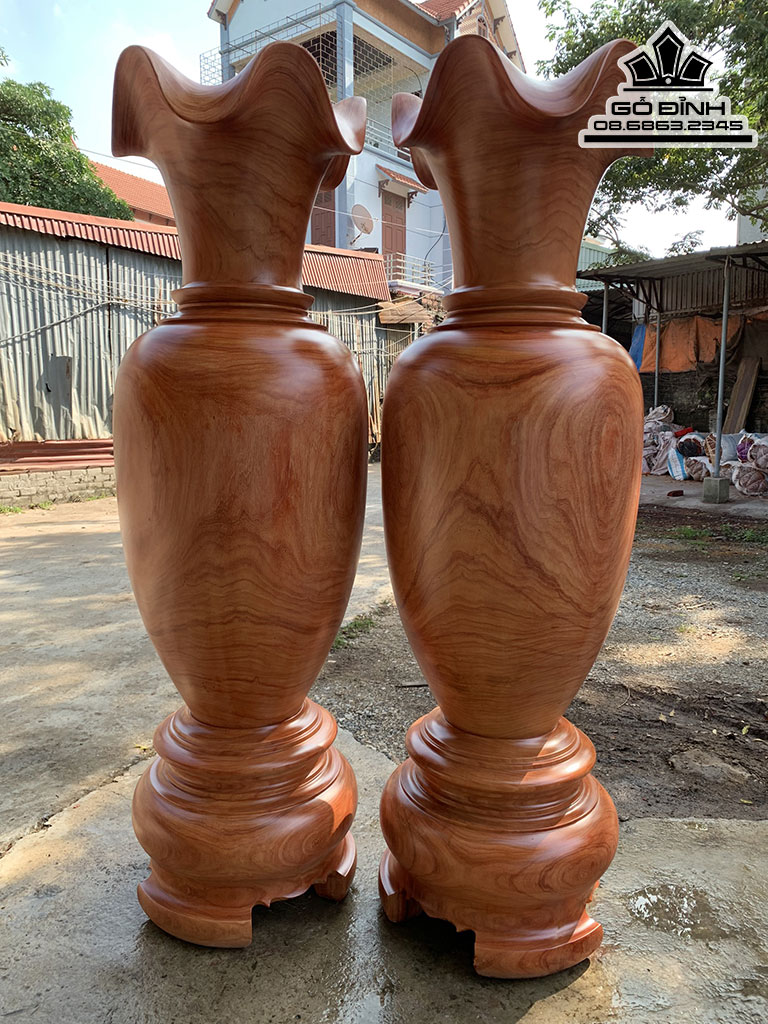 Cặp Lục Bình Gỗ Hương Đỏ Cao 200 Đường Kính 62 (cm) Số 1 2