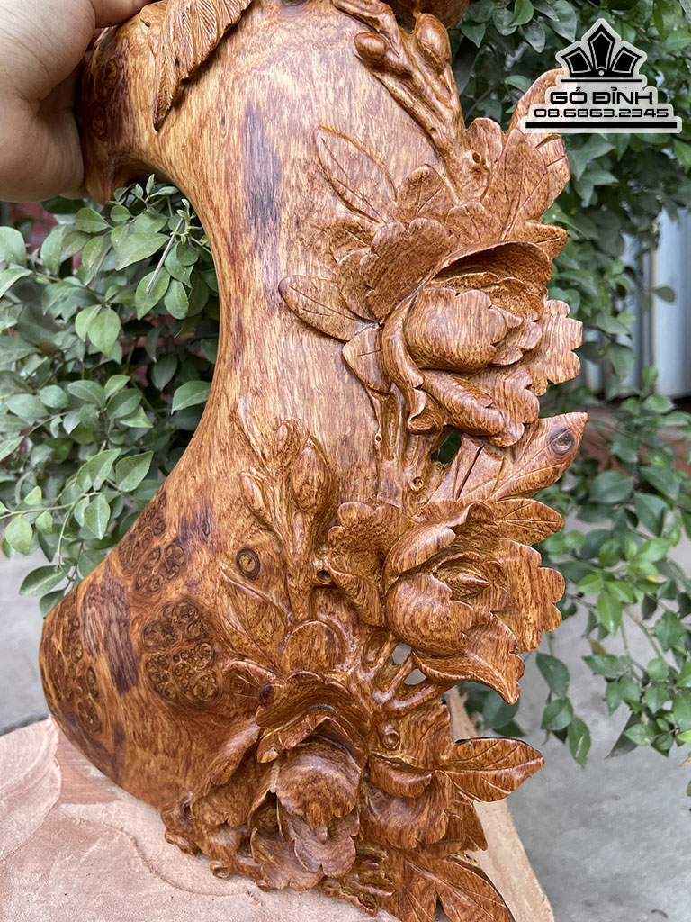 Tranh Treo Tường Đôi Chim Sẻ Gỗ Nu Hương Nguyên Khối Cao 35 Ngang 22 Sâu 4 (cm) 3