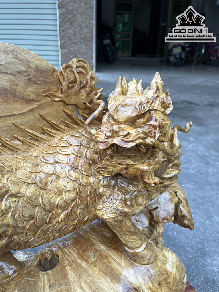 Tượng Hỏa Kì Lân Gỗ Nu Nghiến Cao 50 Ngang 66 Sâu 28 (cm) 1