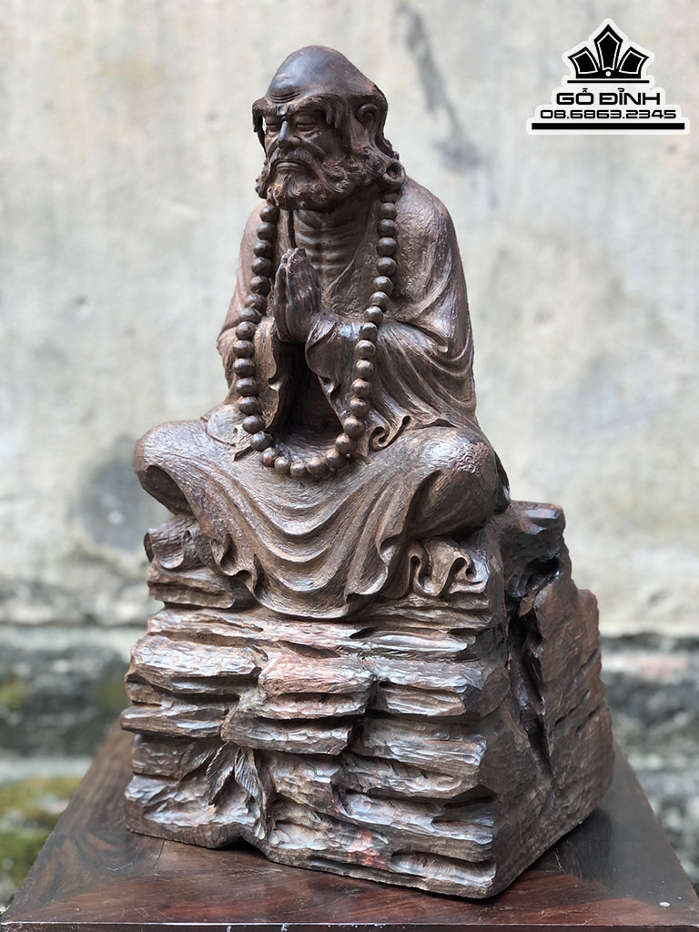 Tượng Đạt Ma Sư Tổ Ngồi Thiền Gỗ Trắc Cao 35.5 Ngang 19 Sâu 16 (cm) 1