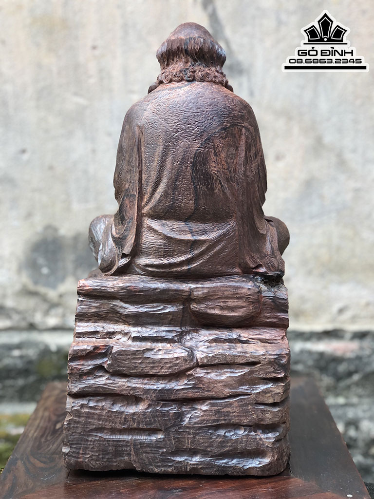 Tượng Đạt Ma Sư Tổ Ngồi Thiền Gỗ Trắc Cao 35.5 Ngang 19 Sâu 16 (cm) 2