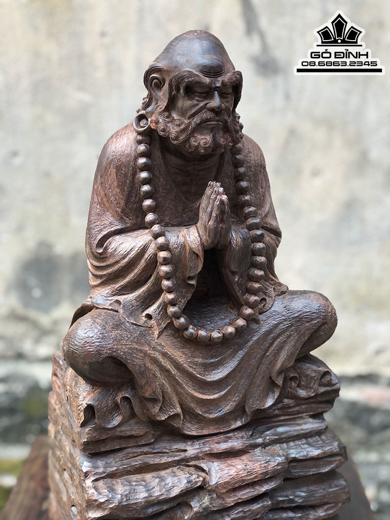 Tượng Đạt Ma Sư Tổ Ngồi Thiền Gỗ Trắc Cao 35.5 Ngang 19 Sâu 16 (cm) 4