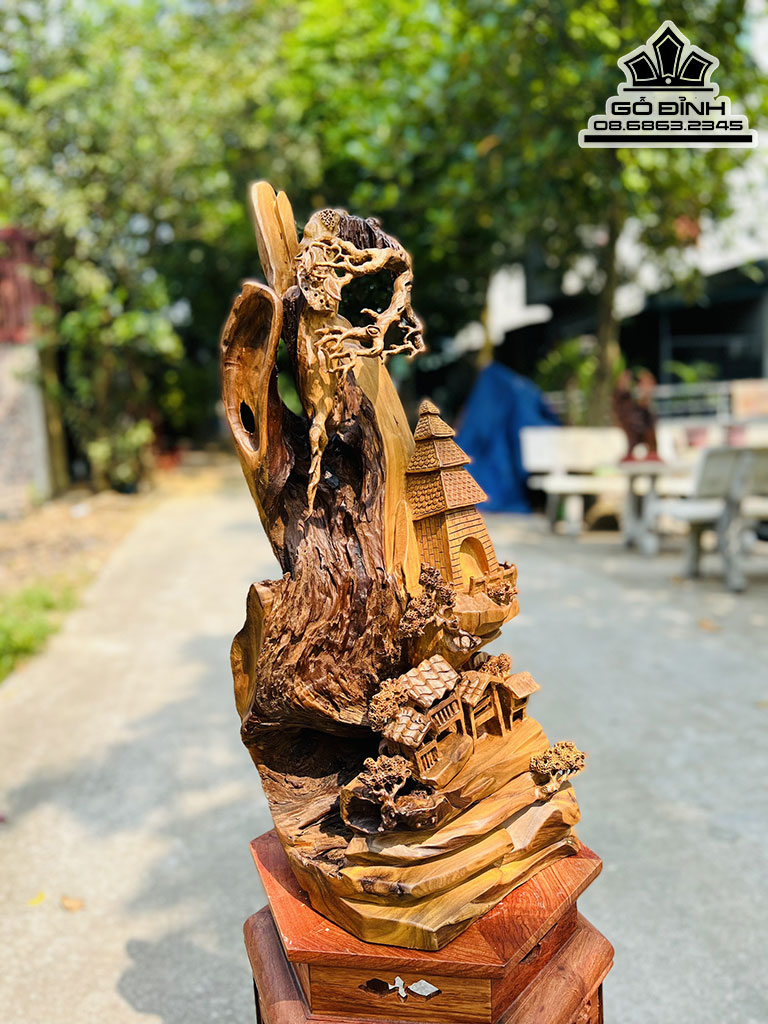 Tượng Tiểu Cảnh Gỗ Bách Xanh Cao 65 Ngang 24 Sâu 26 (cm) 1