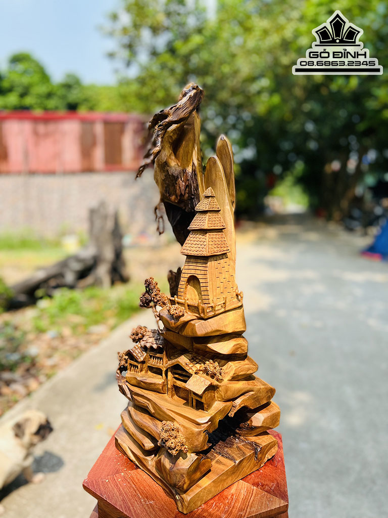 Tượng Tiểu Cảnh Gỗ Bách Xanh Cao 65 Ngang 24 Sâu 26 (cm) 2