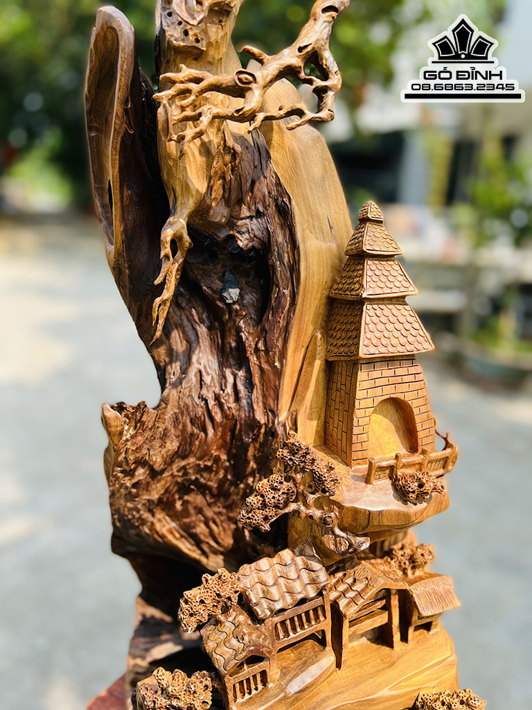 Tượng Tiểu Cảnh Gỗ Bách Xanh Cao 65 Ngang 24 Sâu 26 (cm) 4