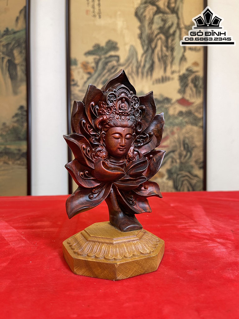 Tượng Diện Phật Gỗ Trắc Cao 17 Ngang 11 Sâu 10 (cm) 0