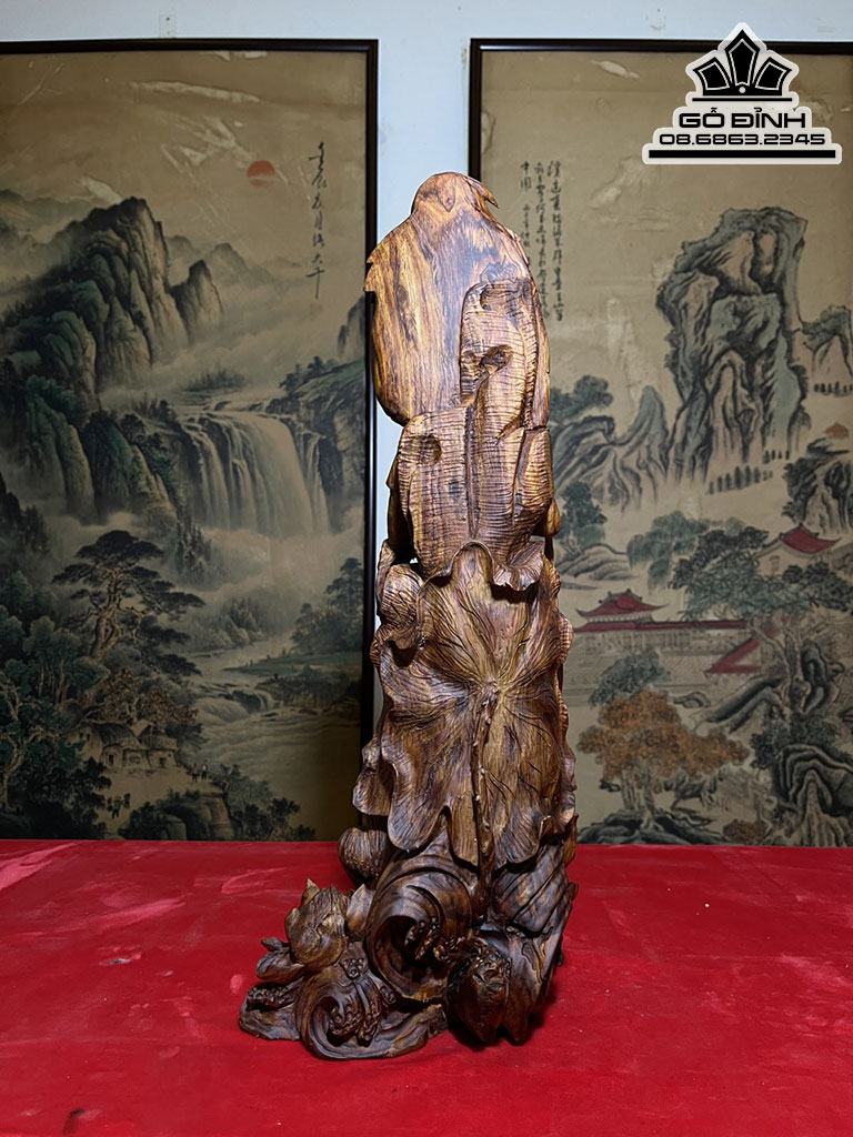 Tượng Phật Bà Gỗ Sưa Cao 51 Ngang 19 Sâu 18 (cm) 2