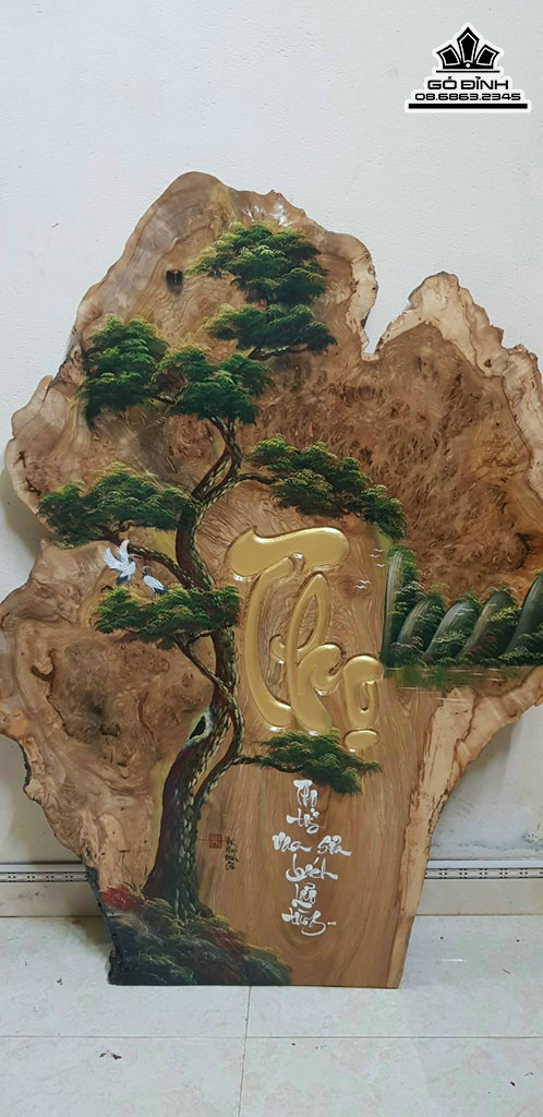 Bộ 3 Tranh Chữ Phúc Lộc Thọ Gỗ Nu Dổi Cao 133 Ngang 100 Sâu 2 (cm) 0