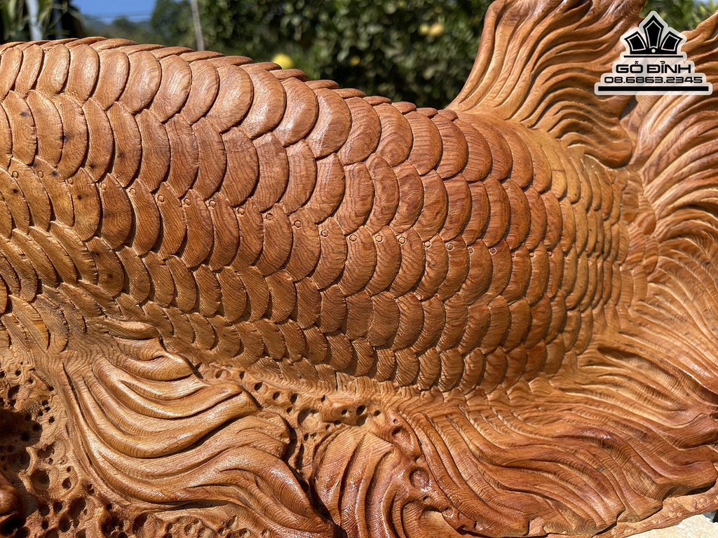 Tượng Cá Rồng Gỗ Ngọc Am Cao 27 Ngang 67 Sâu 13 (cm) 2