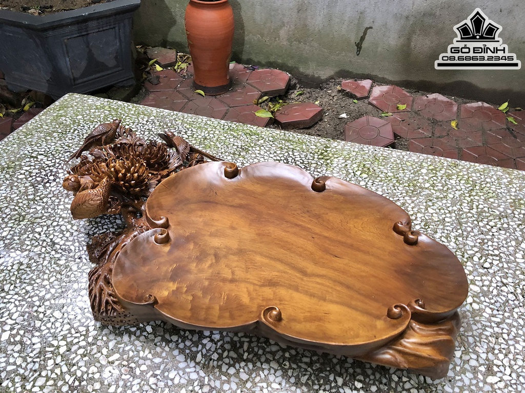 Khay Trà Song Điểu Gỗ Bách Xanh Cao 70 Ngang 40 Sâu 13 (cm) 0