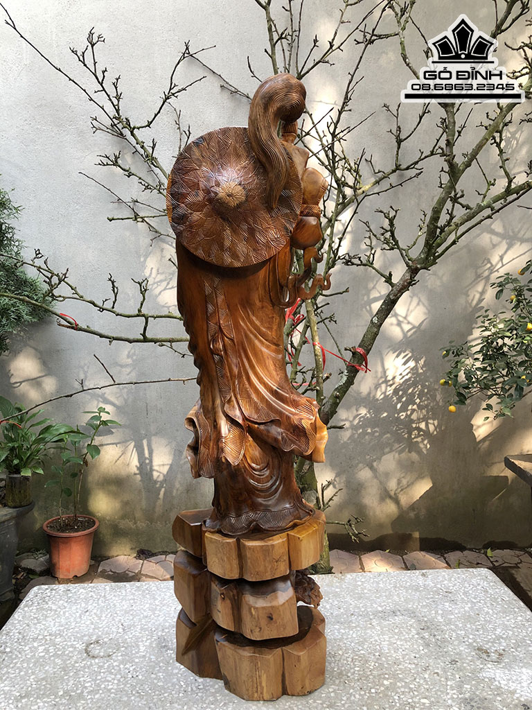 Tượng Đạt Ma Sư Tổ Gỗ Bách Xanh Cao 110 Ngang 30 Sâu 30 (cm) 2