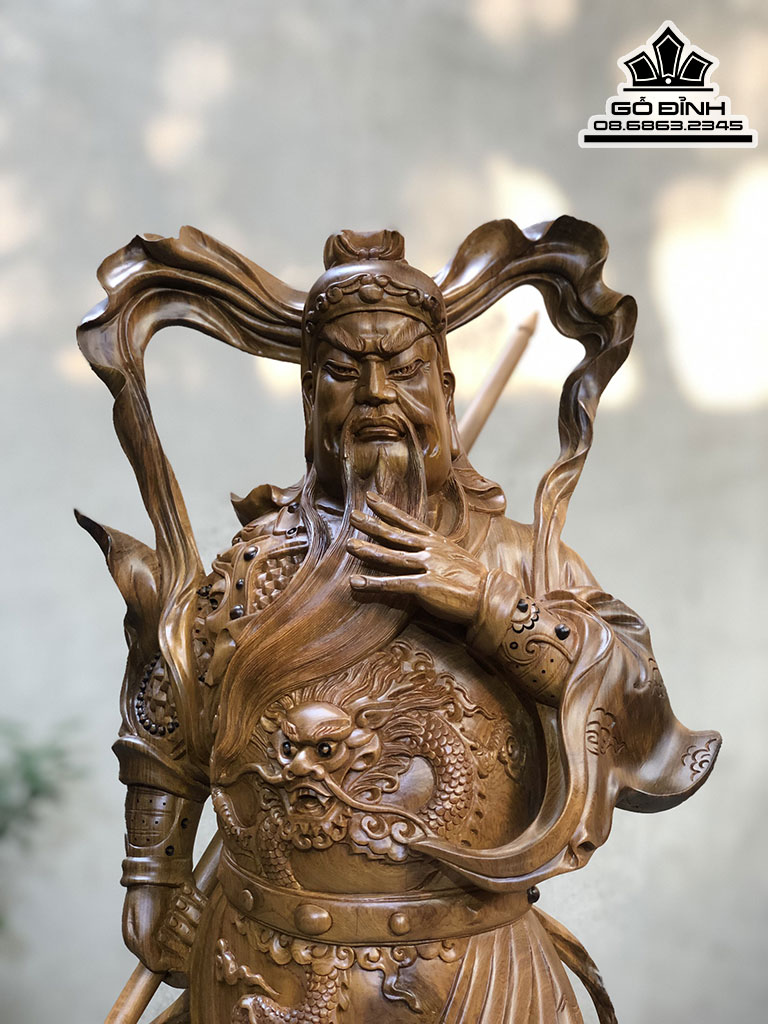 Tượng Quang Công Xuất Chiếu Gỗ Bách Xanh Cao 85 Ngang 30 Sâu 25 (cm) 1