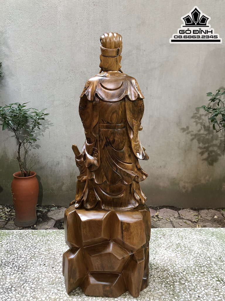 Tượng Gia Cát Lượng Gỗ Bách Xanh Cao 73 Ngang 25 Sâu 20 (cm) 2