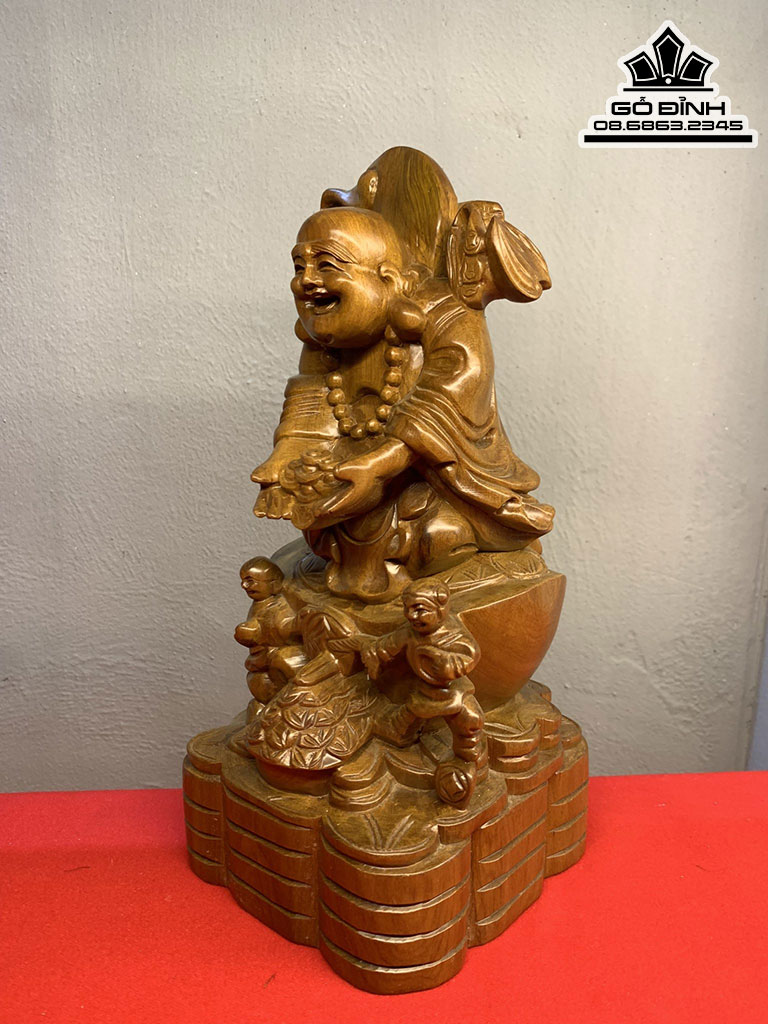 Tượng Phật Di Lặc Như Ý Gỗ Bách Xanh Cao 30 Ngang 14 Sâu 14 (cm) 6
