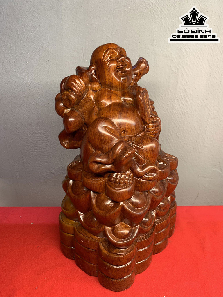 Tượng Phật Di Lặc Gỗ Hương Cao 30 Ngang 16 Sâu 13 (cm) 2