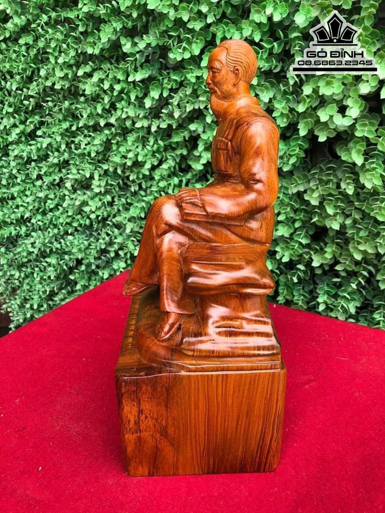 Tượng Bác Hồ Gỗ Hương Cao 27 Ngang 12 Sâu 11 (cm) 3