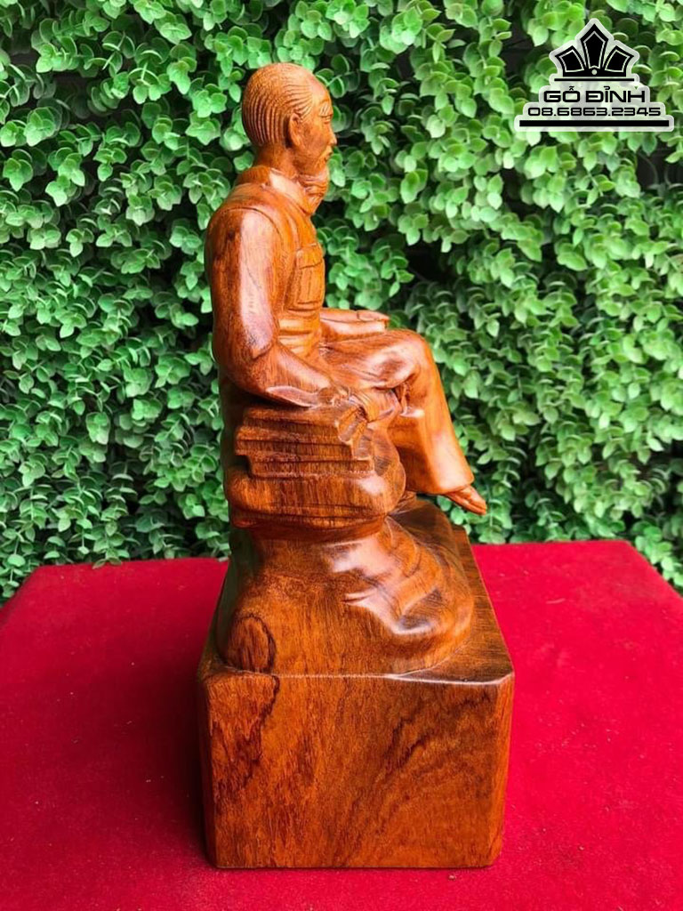 Tượng Bác Hồ Gỗ Hương Cao 27 Ngang 12 Sâu 11 (cm) 4