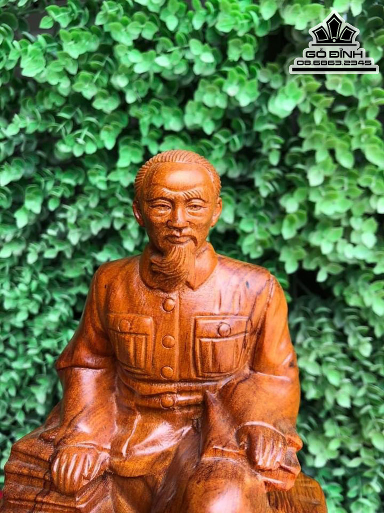 Tượng Bác Hồ Gỗ Hương Cao 27 Ngang 12 Sâu 11 (cm) 7