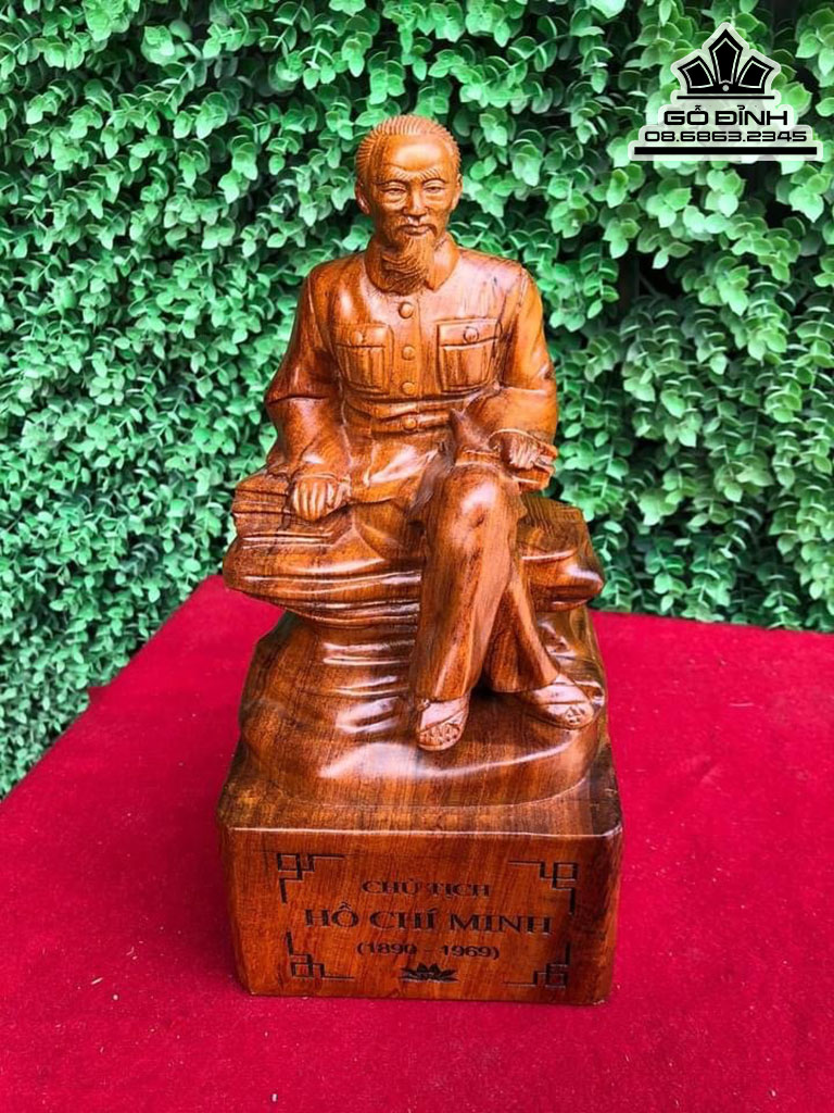 Tượng Bác Hồ Gỗ Hương Cao 27 Ngang 12 Sâu 11 (cm)8