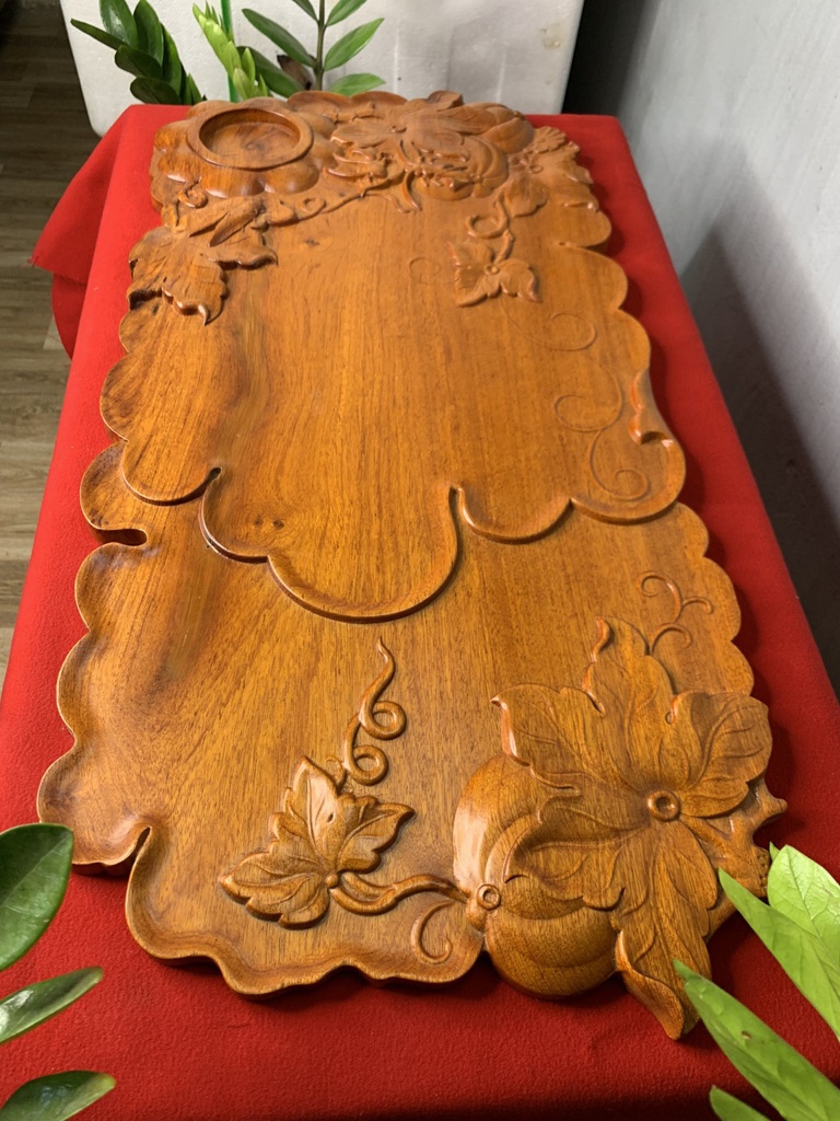 Khay Trà Bí Đỏ Gỗ Hương Cao 70 Ngang 34 Sâu 2 (cm) 1