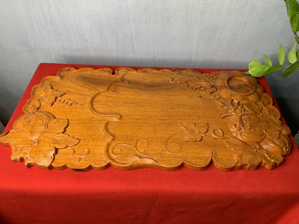 Khay Trà Bí Đỏ Gỗ Hương Cao 70 Ngang 34 Sâu 2 (cm) 4
