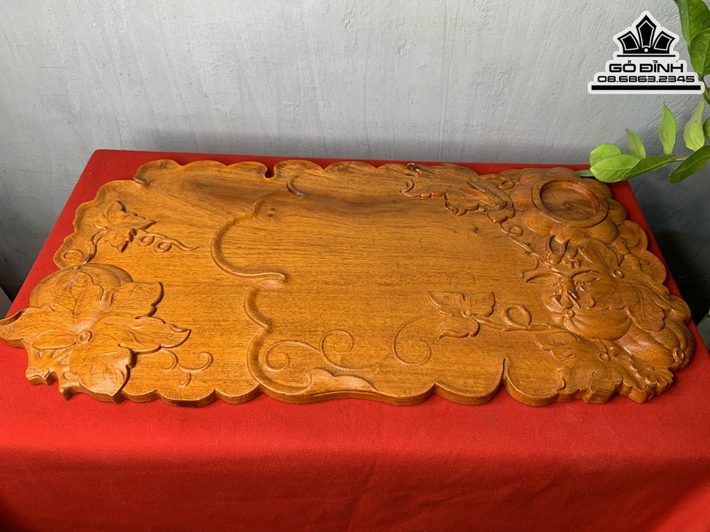 Khay Trà Bí Đỏ Gỗ Hương Cao 70 Ngang 34 Sâu 2 (cm) 6