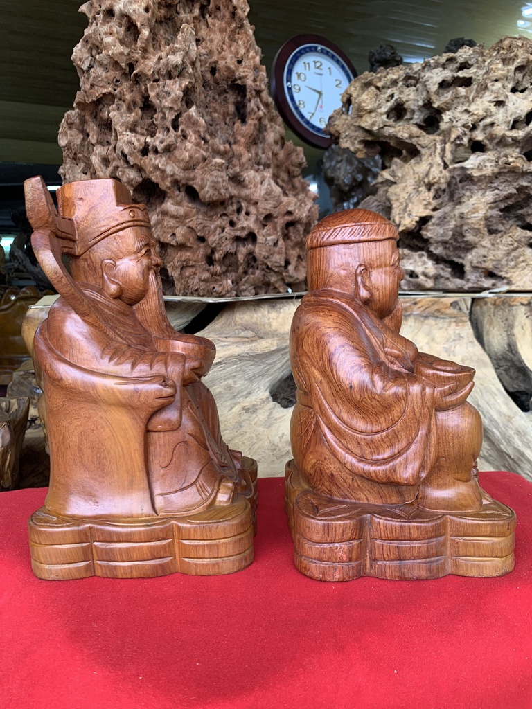 Bộ Thần Tài - Thổ Địa Gỗ Hương Cao 27 Ngang 18 Sâu 17 (cm)0