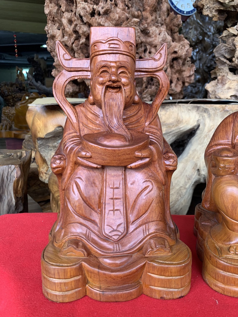 Bộ Thần Tài - Thổ Địa Gỗ Hương Cao 27 Ngang 18 Sâu 17 (cm) 1